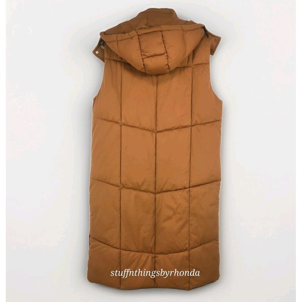 Avec Les Filles Cedar Brown Hooded Longline ThermalPuff Puffer Vest Women's Med - Picture 2 of 11